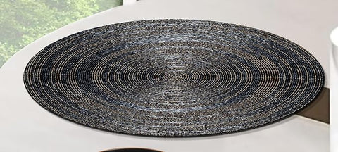 Glitz Handmade Beaded Charger Placemats- Set of 4 Handmade Beaded Placemats- Everyday Dining Essentials for Halloween, Harvest, Autumn, Fall, Holidays, Christmas- 13 Inch Round, Charcoal Antique Gold