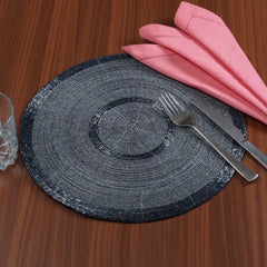 Glitz Handmade Beaded Charger Placemats - Set of 4 Handmade Beaded Placemats - Everyday Dining Essentials for Halloween, Harvest, Autumn, Fall, Holidays, Christmas - 13 Inch Round, Grey Charcoal