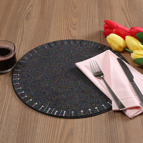 Round Beaded Placemats 13" Round,Placemats For Dining Table,Beaded Placemats, Beaded Charger Placemats,Holiday & Easter Beaded Placemats,Beaded Glitz Charger-Blue Rainbow