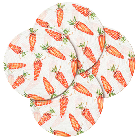 Round Braided Placemats Set of 4 Easter White Red Green Multi, Carrot Print Round Placemats for Dining Tables Kitchen Decoration 13 inch Round Table Mats -  (50% Cotton & 50% Polyester)